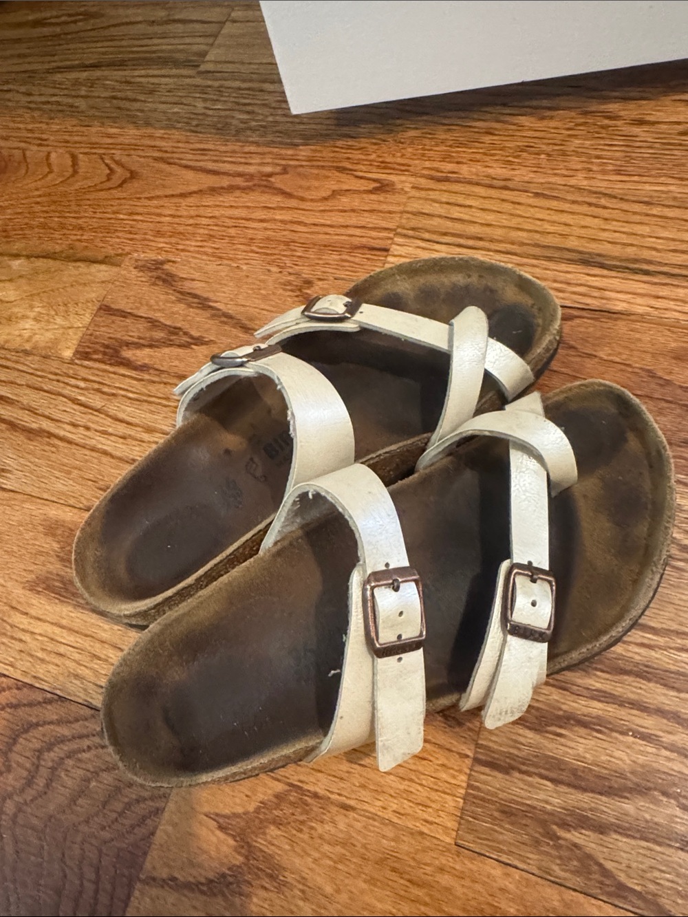 White Double Strap Buckle Sandals Birkenstock